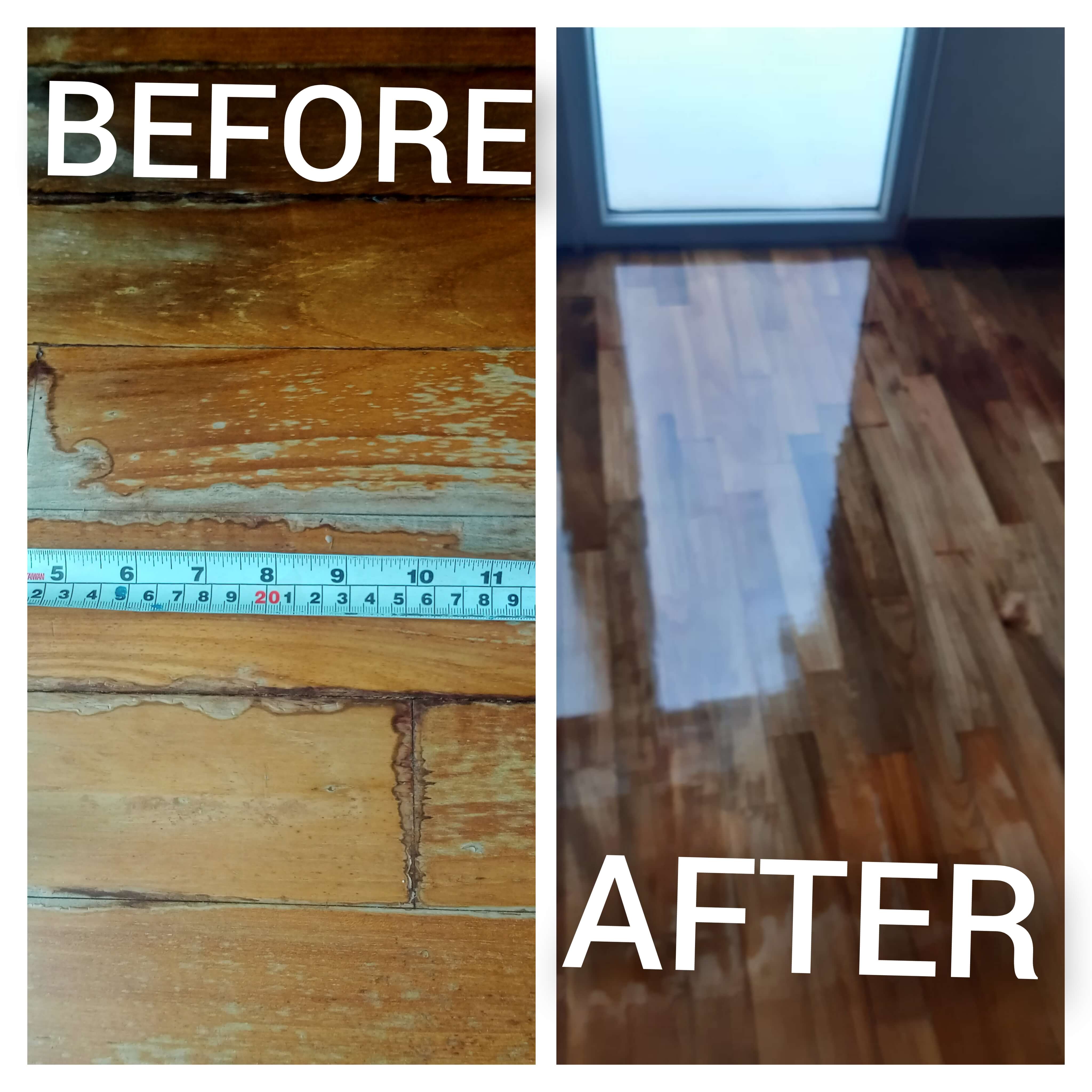 Before Parquet floor installation and after parquet floor installation looks like new.